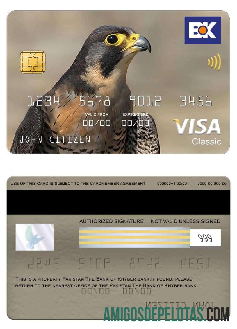 Pakistan The Bank Of Khyber Bank Visa Classic Card real example